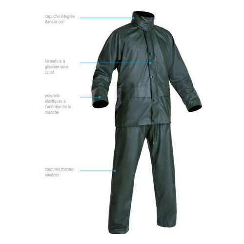 ENSEMBLE DE PLUIE DIFLEX VERT Jersey Polyamide Enduit PU