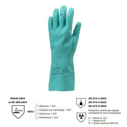 GANT NITRILE VERT FLOQUE COTON Long.30cm R&eacute;f.VE802/5510