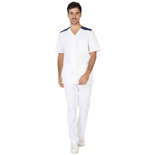 TUNIQUE HOMME VALENTIN  MC PC 65/35 BLANC/MARINE