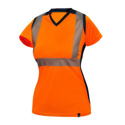 TSHIRT MC BAHIA FEMME HV EN20471 100% POLYESTER130GR ORANGE/MARINE REF BA