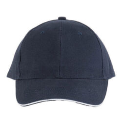 CASQUETTE KARIBAN ORLANDO MARINE LISERE BLANC COTON BROSSE R&eacute;f : KP011