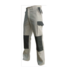 PANT TYPHON 2 BICOLORE CP BLANC/GRIS R+POCHE GENOU LENNY R&eacute;f. 01TYCBG2