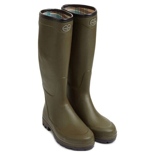 BOTTE COUNTRY CAOUTCHOUC VERT DOUBLE JERSEY MOLLET ELARGI R&eacute;f.2913