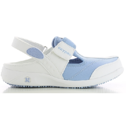 SABOT CUIR SOUPLE ANAIS/ALIZA BRIDE ARRIERE BLANC/BLEU CIEL