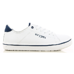 BASKET CLARK  CUIR BLANC/MARINE  OXYPAS REF.WBL