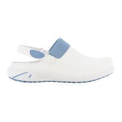 SABOT DORIA/DANY CUIR SOUPLE A BRIDE BLANC/CIEL R&eacute;f : LBL