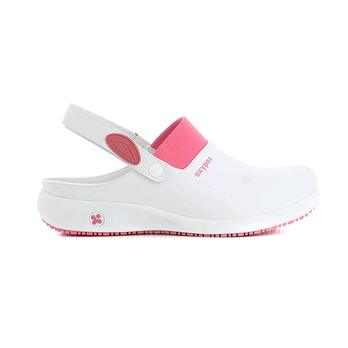 SABOT DORIA/DANY CUIR SOUPLE A BRIDE BLANC/FUSCHIA R&eacute;f : FUX
