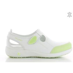 SABOT LILIA CUIR SOUPLE A BRIDE BLANC/VERT R&eacute;f : LGN