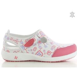 SABOT LINA/LILIA CUIR SOUPLE A BRIDE BLANC/FLEUR R&eacute;f : FLR