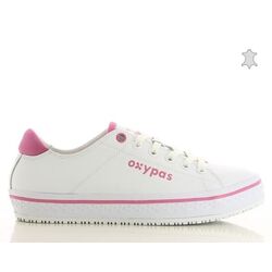 BASKET PAOLA FEMME CUIR BLANC/FUSCHIA  OXYPAS REF.FUX