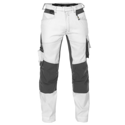 PANTALON DE TRAVAIL STRETCH DYNAX BLANC/GRIS AVEC POCHES GENOUX PC 245