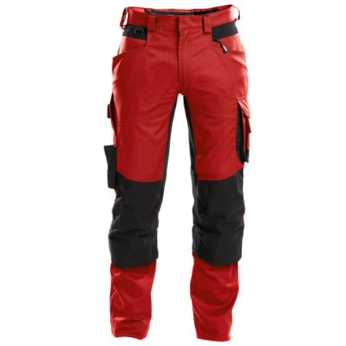 PANTALON DE TRAVAIL STRETCH DYNAX ROUGE/NOIR AVEC POCHES GENOUX PC 245