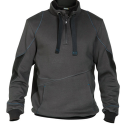 SWEAT COL  ZIPPE STELLAR GRIS/ NOIR   COUDE CORDURA