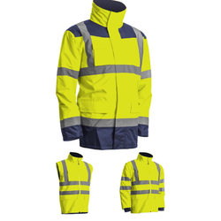 PARKA HV 4EN1 KANATA POLYESTER JAUNE FLUO/MARINE REF.7KANY