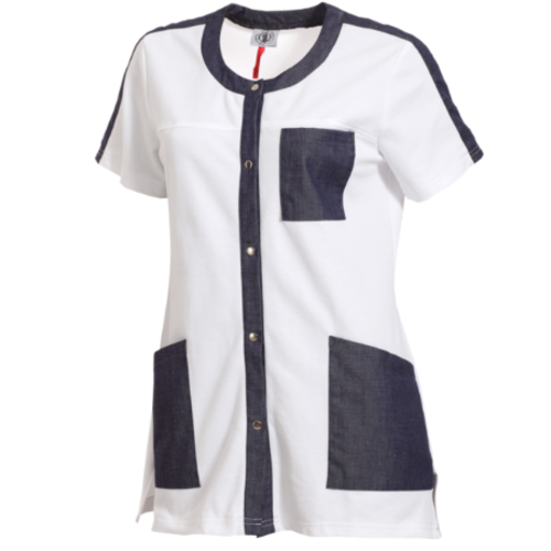 TUNIQUE FEMME MC BELINDA BLANC/BLUE DENIM CP 220GR