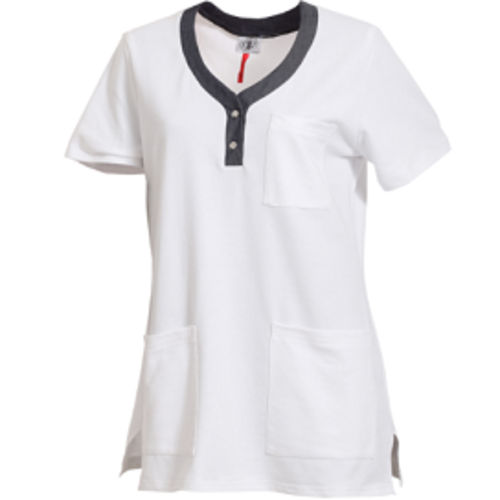 TUNIQUE FEMME BERENICE MANCHES COURTES BLANC/BLUE DENIM C/P