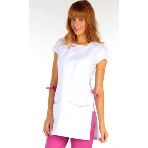 CHASUBLE LILLY BLANCHE/ROSE FERMETURE LACET PC 65/35