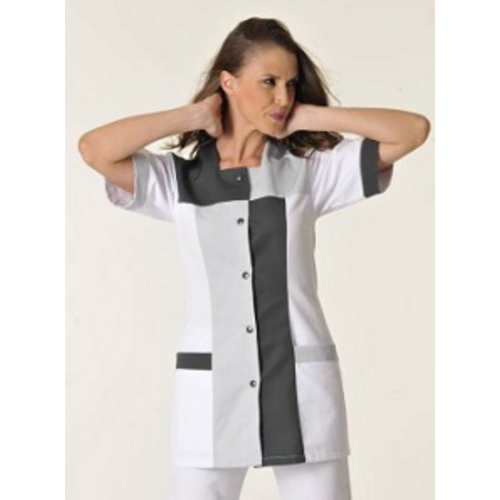 TUNIQUE FEMME PERRINE MC  PC BLANC CHARBON