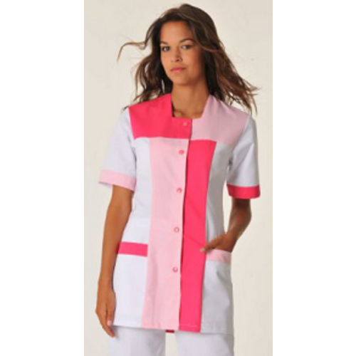 TUNIQUE FEMME PERRINE MC  PC BLANC FRAMBOISE