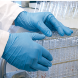 GANT JETABLE NITRILE BLEU POUDRE AQL 1.5  BT100 REF 560