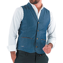 GILET DE CUISINE HOMME ARAGO JEAN INDIGO CV REF.9ARGCV