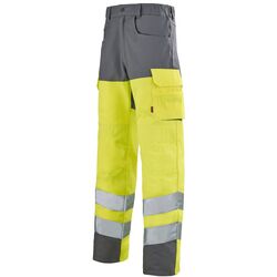 PANT WORK VISION 2 PUPIL HV CL2 CP 300GR JAUNE/GR ACIER +POCHE GENOU R&eacute;f.1HVGXCP