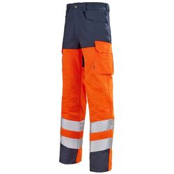 PANT WORK VISION 2 PUPIL HV CL2 CP 300 GR MARINE/ORANGE POCHE GENOU REF1HVGXCP77