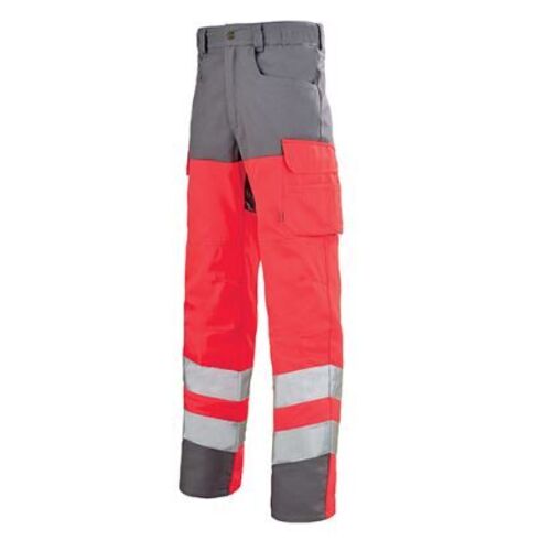 PANT WORK VISION 2 PUPIL HV CL2 CP 300 GR ROUGE/GRIS + POCHE GENOU R&eacute;f.1HVGXCP82