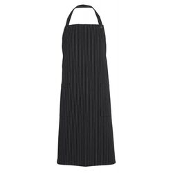 TABLIER DE CUISINE A BAVETTE GALANGA PC NOIR RAYE BLANC  REF 9GLG