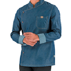 VESTE DE CUISINE HOMME BROCA ML JEAN INDIGO CV REF.2BROCV