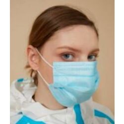 BOITE DE 50 MASQUES D'HYGIENE TYPE CHIRURGICAL 3 PLIS PAPIER BLEU TYPE 2R