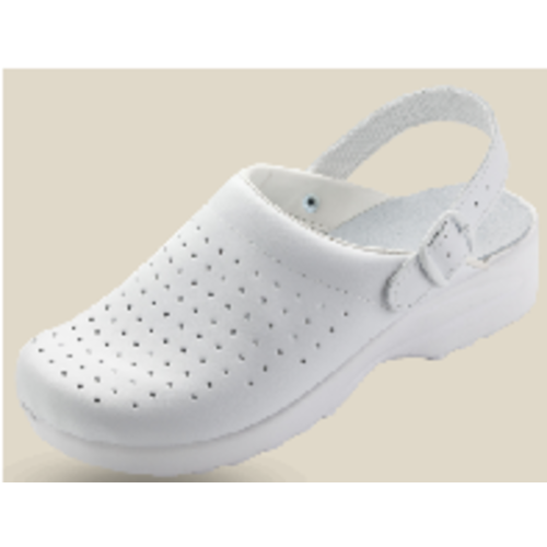 SABOT DE TRAVAIL A BRIDE BORA SOUPLE AERE CUIR BLANC NON SECU