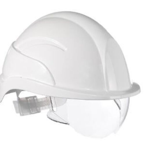 CASQUE DE CHANTIER BLANC ABS AVEC VISIERE INTEGREE R&eacute;f : S10+EWR-BH02