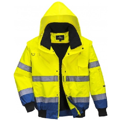 BLOUSON BICO JAUNE/ROYAL EN471 MANCHES, DOUBLURE ET COL AMOVIBLE
