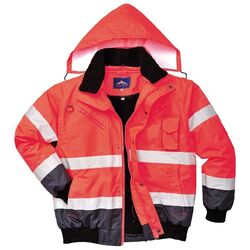 BLOUSON BICO ROUGE/MARINE E EN471 MANCHES, DOUBLURE ET COL AMOVIBLE C465