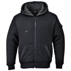 BLOUSON A CAPUCHE DOUBLE POLAIRE NOIR  KS32