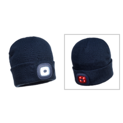 BONNET BEANIE AVEC DOUBLE LED RECHARGABLE 100% ACRYLIQUE REF.B028