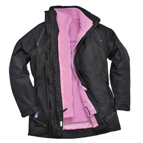 PARKA FEMME 3 EN 1 NOIR/ POLAIRE ROSE  S571