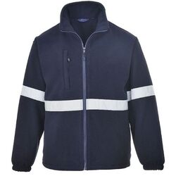 VESTE POLAIRE IONA LITE MARINE AVEC BANDES RETROS 400G r&eacute;f.F433