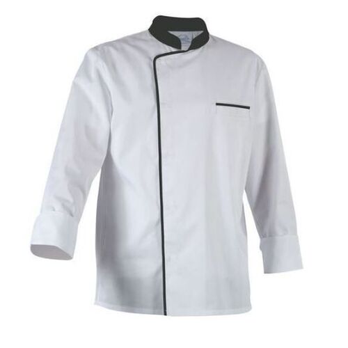 VESTE EXPRESSION PC ML BLANC COL NOIR + LOGO CMA 17