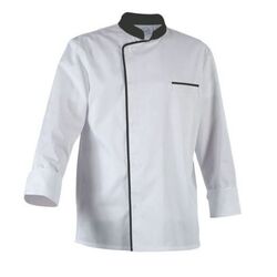 VESTE EXPRESSION PC ML BLANC COL NOIR + LOGO CMA 17