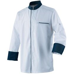 VESTE DE CUISINE MIXTE ABAX ML BLANC/DENIM POLYCOTON