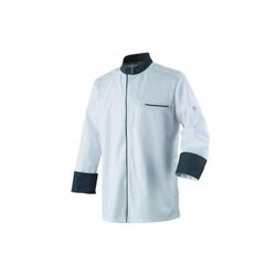 VESTE DE CUISINE MIXTE ABAX ML BLANC/GRIS POLYCOTON