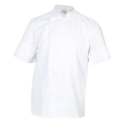 VESTE CUISINE MADRAS A PRESSIONS MC PC BLANC