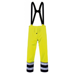PANTALON DE PLUIE ENDUIT PU A BRETELLE BERMUDES  HV JAUNE