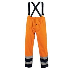 PANTALON DE PLUIE ENDUIT PU A BRETELLE BERMUDES  HV ORANGE