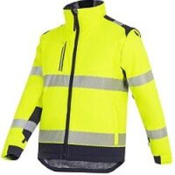 VESTE SOFTSHELL SHERPA HV JAUNE/MARINE MANCHE AMOVIBLE