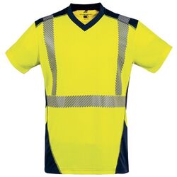 T SHIRT MC BALI  HV EN20471 CL2 100% POLYESTER140GR JAUNE/MARINE REF/8JM