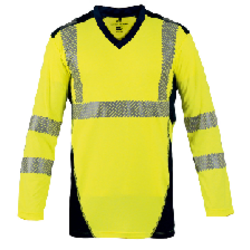 T SHIRT ML BALI  HV EN20471 CL2 100% POLYESTER140GR JAUNE/MARINE REF/9M