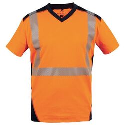T SHIRT MC BALI  HV EN20471 CL2 100% POLYESTER140GR ORANGE/MARINE REF/8M
